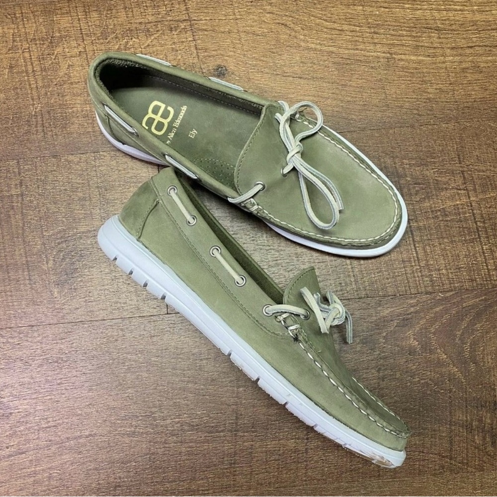 Mens Allen Edmonds Ely Green Deck Boat Leather Slip-On Shoes Size 9 D EUC